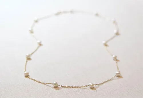 Miniatura 6 de MIDEEO Delicados collares de perlas para mujer, chapados en oro de 14 quilates, collar de cadena de perlas, gargantilla exquisita, regalo de joyería