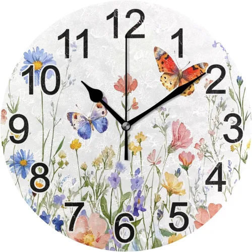 Miniatura 17 de Hummingbird - Reloj de pared de resorte redondo de 10 pulgadas, sin tictac, silencioso, funciona con pilas, reloj analógico atómico de cuarzo