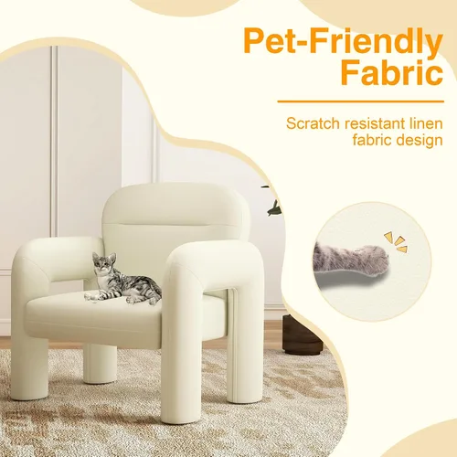 Miniatura 3 de LSSPAID Sillas decorativas, sillones tapizados de tela de línea moderna, cómoda silla de lectura para ocio, sillón individual esponjoso para sala