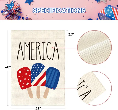 Miniatura 5 de AVOIN colorlife Bandera de casa de paletas de estrellas y rayas estadounidenses de doble cara en el exterior, patriótica de Estados Unidos, 4