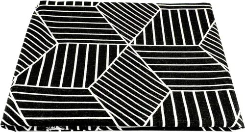 Tela impresa de algodón de lino para decoración del hogar y manualidades por The Meter (patrón negro en estanterías)