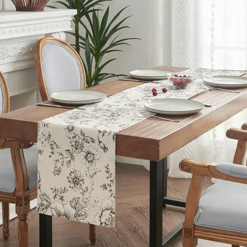 Miniatura 2 de jinchan Camino de mesa de lino floral para cocina, granja, 13 x 90 pulgadas, para isla de cocina, mesa de comedor, decoración interior y exterior, 1