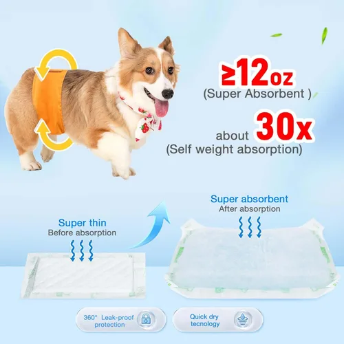 Miniatura 2 de Forros para Pañales de Perro 150 unidades Súper Absorción y A Prueba de Fugas Almohadillas Reforzadoras Desechables para Pañales de Perro