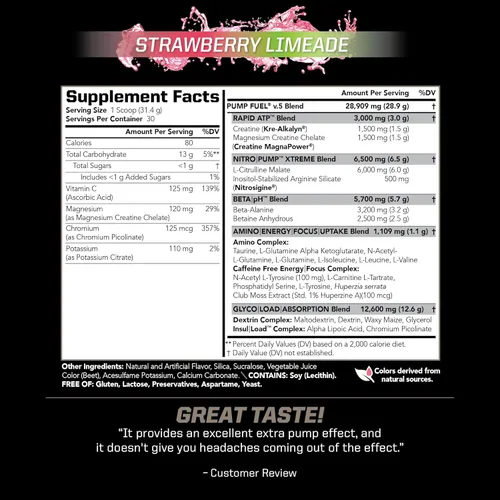 Miniatura 4 de PMD Sports Pump Fuel Ultra Sin Cafeína - Polvo Premium de Preentrenamiento y Bomba Muscular, Mayor Enfoque, Resistencia y Recuperación, Creatina Sin
