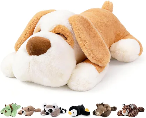 Miniatura 12 de Niuniu Daddy - Peluche con peso de dinosaurio verde de 24 pulgadas, almohada corporal grande para bebés, niñas o niños, juguete de felpa como regalo