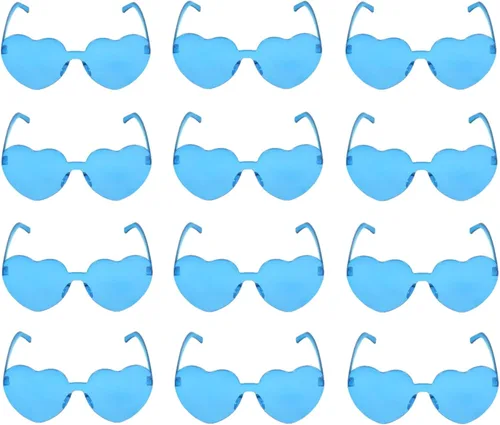 12 pares de lentes de sol sin montura en forma de corazón para San Valentín color caramelo sin marco lentes de amor de una pieza para mujer