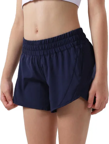 Aurefin Pantalones cortos deportivos para niñas, pantalones cortos de secado rápido para niños, adolescentes y niñas, pantalones cortos deportivos