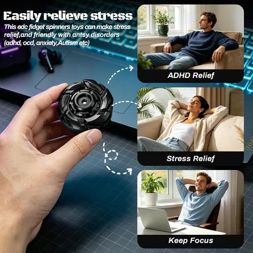 Miniatura 6 de EDC Fidget Sliders - Juguetes de metal para adultos para TDAH y ansiedad, autismo, alivio del estrés, juguetes de clicker, color negro