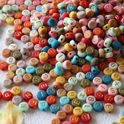 Miniatura 6 de 1000 cuentas de letras que brillan en la oscuridad del alfabeto, cuentas acrílicas de la A a la Z, cuentas redondas y planas luminosas de 0.157 x