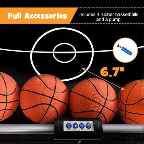 Miniatura 8 de Goplus Juego de Arcade de Baloncesto Plegable de Doble Tiro, Juego de Aro de Baloncesto con Puntuación Electrónica, 8 Modos de Juego, 4 Pelotas