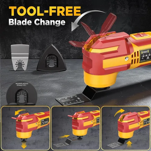 Miniatura 6 de Multiherramienta oscilante inalámbrica compatible con batería DeWalt de 20 V (solo herramienta), 21000 OPM sin escobillas, ángulo de giro de 4.5°