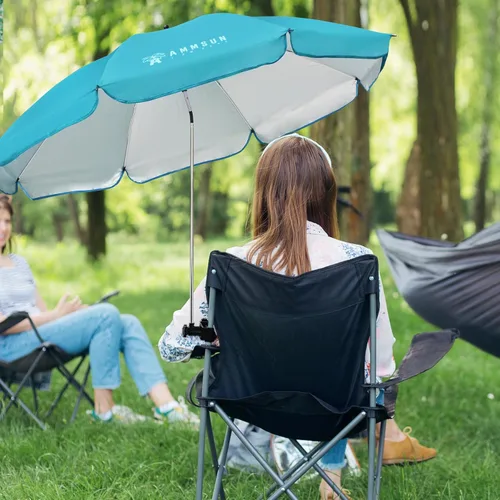 Miniatura 2 de AMMSUN Paraguas XL con abrazadera universal ajustable de 47 pulgadas y giratorio de 360 grados UPF 50+, abrazadera portátil para silla de camping