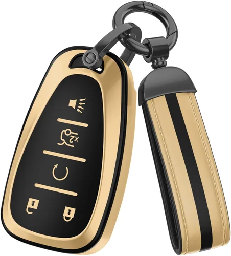 Miniatura 9 de Para accesorios de funda de llavero Chevy, material de TPU mate, con un bonito llavero de cuero, para Equinox Malibu Camaro Cruze Blazer Traverse