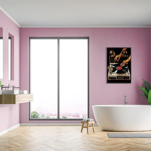 Miniatura 6 de Pósteres de lienzo de vinilo de música retro, tocadiscos de música de los años 70, arte de pared de disco con estampado estético de leopardo, Multi