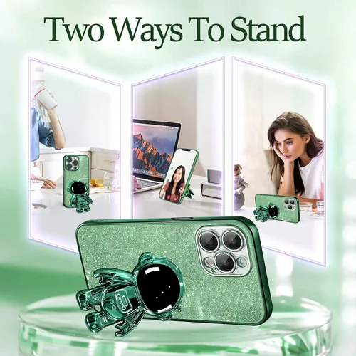 Miniatura 84 de Buleens Funda para iPhone 11 Pro Max Astronauta, Fundas Transparentes para iPhone 11 ProMax con Papel con Purpurina y Soporte de Astronauta, Mujeres