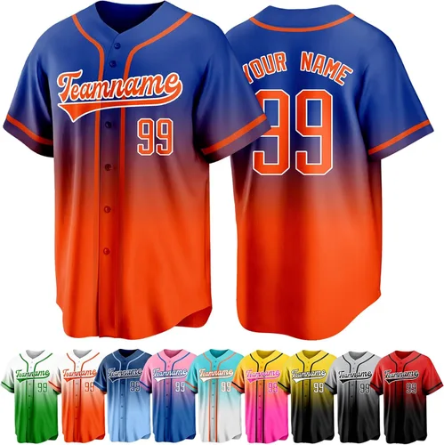Miniatura 20 de Custom Baseball Jersey Personalized Short Sleeve Team Sport Uniform Baseball Shirt for Men Women Youth Boy