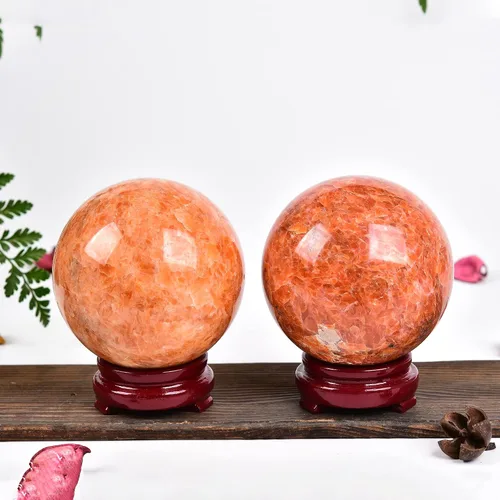 Miniatura 5 de JIC Gem Bola grande de cristal de cuarzo brillante con piedra solar curativa con soporte de madera decorativo para decoración de regalos