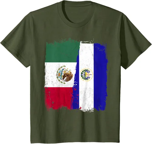 Miniatura 15 de Camiseta con la bandera mexicana de El Salvador con la mitad de la bandera mexicana de El Salvador