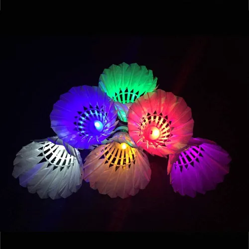 Miniatura 5 de Glow in The Dark Badminton Birdies,LED Badminton Shuttlecocks for Family Backyards Practice,4/5/6 PCS Nylon/Goose Feather Long Lasting Light Up