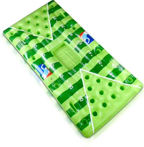 Mesa inflable flotante de beer-pong para colocar cervezas, con altavoz WiFi, incluye 4 bolas brillantes de ping pong y cubierta extraíble para