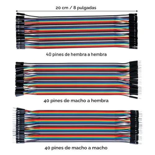 Miniatura 6 de ELEGOO 120 piezas de cables Dupont multicolor de 40 pines macho a hembra, 40 pines macho a macho, 40 pines hembra a hembra, kit de cables de puente