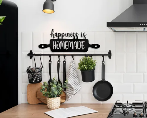 Miniatura 3 de COLOR VALLEY ART Letrero de metal para decoración de pared de cocina de granja, estilo "Happiness Is Homemade", acento rústico de pared de cocina