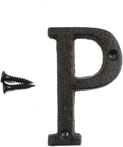 Miniatura 17 de Letras del abecedario de 3" en metal de hierro fundido decorativas, estilo clásico, para colgar letreros de pared, dirección, nombre, letrero