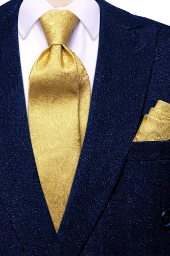 Miniatura 175 de Hi-Tie Corbata clásica de cachemira para hombre con pañuelo y gemelos a cuadros