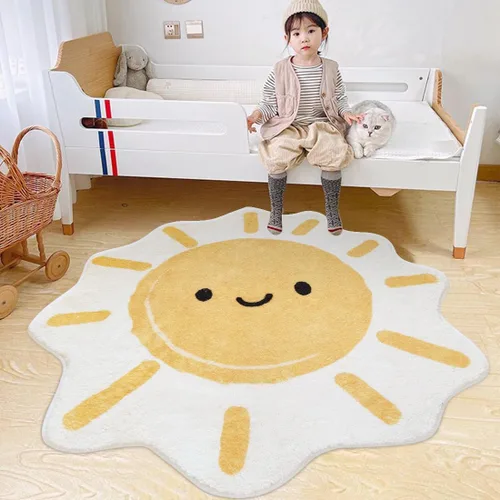 Miniatura 10 de Poowe Alfombra redonda con diseño de arco iris, colorida alfombra bohemia para niños, ultra suave, lavable, alfombra para habitación del cuarto