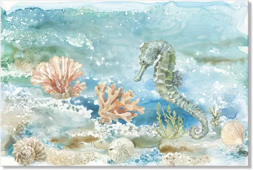 Miniatura 32 de Arte de Lienzo de Pulpo para Pared Pintura Temática de Vida Oceánica Imagen de Animal Marino Azul y Dorado Obra de Arte Costera Imagen de Pulpo