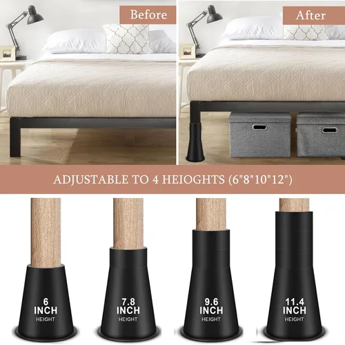 Miniatura 3 de shouwuhho Elevador de Cama de 12 Pulgadas de Alta Resistencia, Elevador de Muebles Redondo de 6" 8" 10" 12" para Cama Escritorio Mesa Sofá Sofá