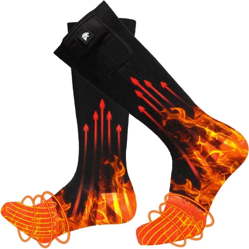 Miniatura 3 de Calcetines calefactables, calcetines eléctricos recargables para hombres y mujeres, batería de 7.4 V, calentadores de pies de invierno para caza