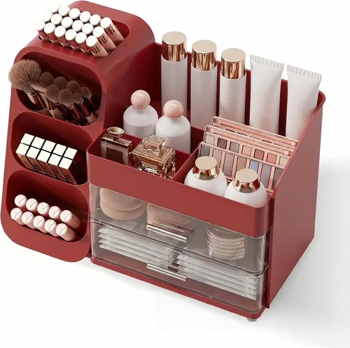 Miniatura 12 de Organizador de maquillaje con cajones para tocador, espacioso estuche de exhibición de cosméticos, solución de almacenamiento perfecta para tus