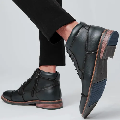 Miniatura 7 de Botas de vestir Oxford de cuero para hombre, botas de tobillo Chukka para negocios, trabajo, diario, zapatos para hombres