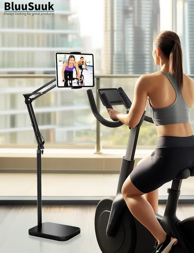 Miniatura 7 de BluuSuuk Soporte de suelo para tablet con base estable de 11 libras, soporte giratorio de brazo elástico de altura ajustable, compatible con iPad