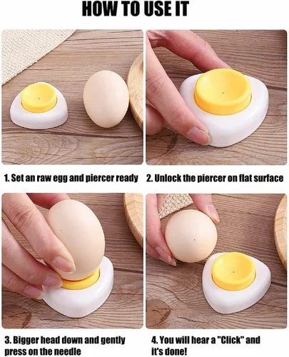 Miniatura 7 de Jawbush Piercing magnético para huevos crudos, con base magnética y bloqueo de seguridad, pelador de huevos duros, pinchador de huevos para obtener