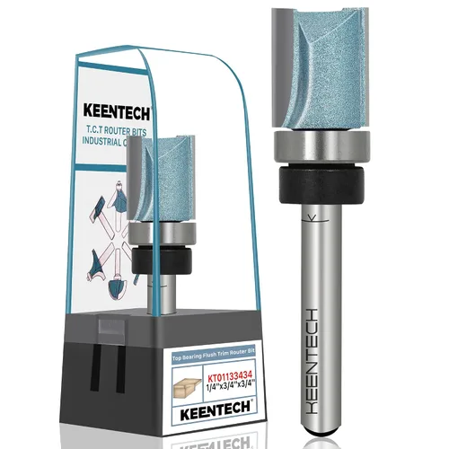 Miniatura 21 de KEENTECH Brocas de enrutador de 1/2 pulgada, broca de enrutador de ajuste empotrado, broca de patrón con punta de carburo de rodamiento superior