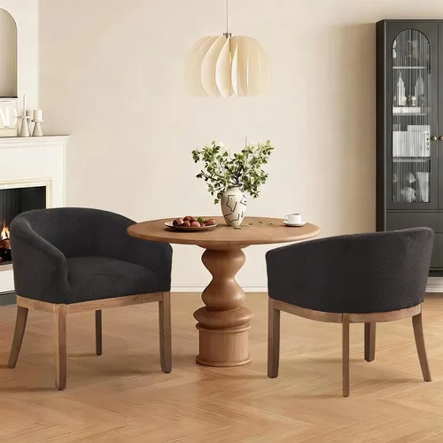 Miniatura 19 de SoarFlash Sillas de comedor tapizadas modernas de mediados de siglo con brazos, juego de 2, sillas de cocina y comedor de lino de granja, con marco