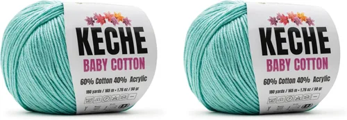 Miniatura 113 de Keche Hilo de algodón, 60% algodón, 40% hilo acrílico, hilo de algodón suave para crochet y tejer, hilo amigurumi, 1 madeja/bola, 1.76 onzas (50g)