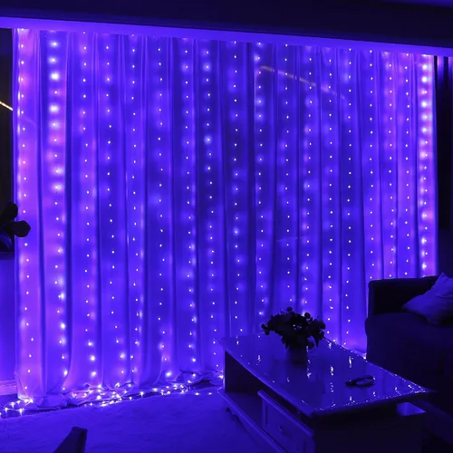 Miniatura 21 de HXWEIYE 300 luces LED de cortina de hadas, 9.8 x 9.8 pies, enchufe USB, 8 modos de luces colgantes de Navidad con control remoto para dormitorio