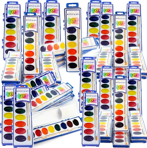 Miniatura 10 de Color Swell Acuarelas de 8 colores a granel con pinceles de madera - 4 paquetes