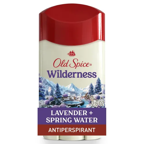 Old Spice Desodorante antitranspirante para hombres inspirado en la naturaleza Wilderness con lavanda invisible sólido 2.6 oz