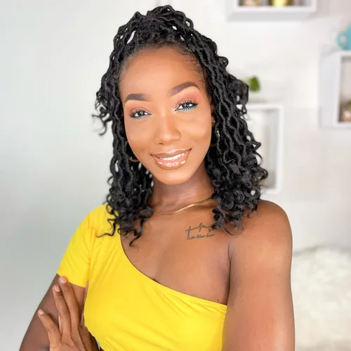 Miniatura 43 de Karida Rastas de cabello sintético de ganchillo de 18 pulgadas, 8 paquetes de cabello de ganchillo preanudado de diosa, rastas sintéticas onduladas