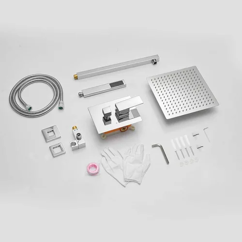 Miniatura 8 de BWE Juego combinado de ducha de mezclador de lluvia de lujo de 12 pulgadas cuadradas para baño, montado en la pared, sistema de cabezal de ducha