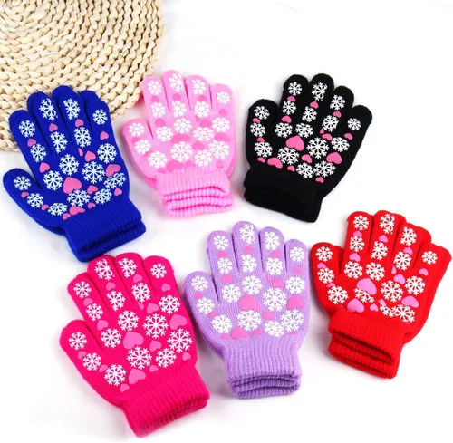 Miniatura 58 de Hicdaw 6 pares de guantes de invierno para niños, guantes de punto elásticos y cálidos para niños o niñas