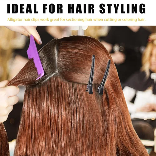 Miniatura 6 de YGDZ Pinzas de pico de pato, 30 pinzas de pelo de cocodrilo de metal de 3.5 pulgadas con agujeros, pinzas para el cabello para seccionar peinados