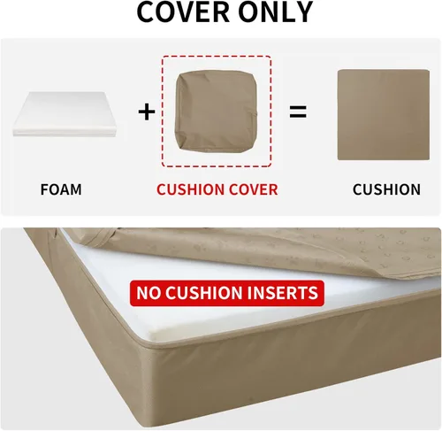 Miniatura 7 de Easy-Going - Paquete de 4 fundas de cojín impermeables para patio, de 24x22x4 pulgadas, fundas de repuesto antideslizantes para asientos al aire