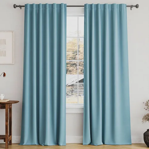 Miniatura 19 de Turquoize Cortinas Opacas para Tratamiento de Ventana con Trabillas Traseras para Sala de Estar/Dormitorio, Tratamientos de Ventana con Aislamiento