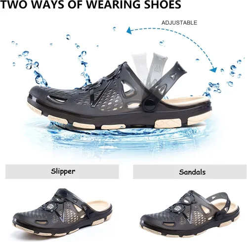 Miniatura 4 de Mens Clogs Lightweight Garden Shoes Breathable Clogs Beach Slippers Slip On Mules Pool Beach Yard for Men Black Blue Yellow Size US 7-13