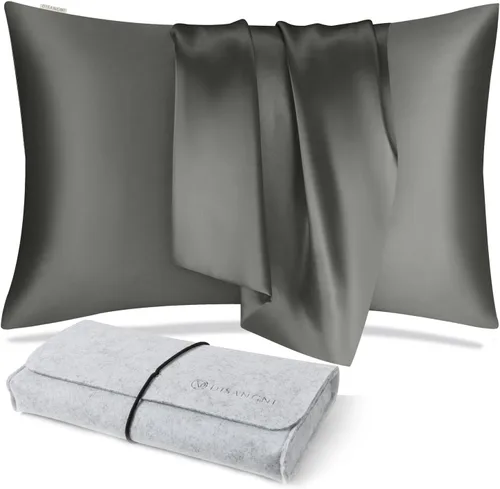 Miniatura 26 de DISANGNI Funda de almohada de seda de morera 100% natural para cabello y piel con cremallera oculta, 22 momme ambos lados